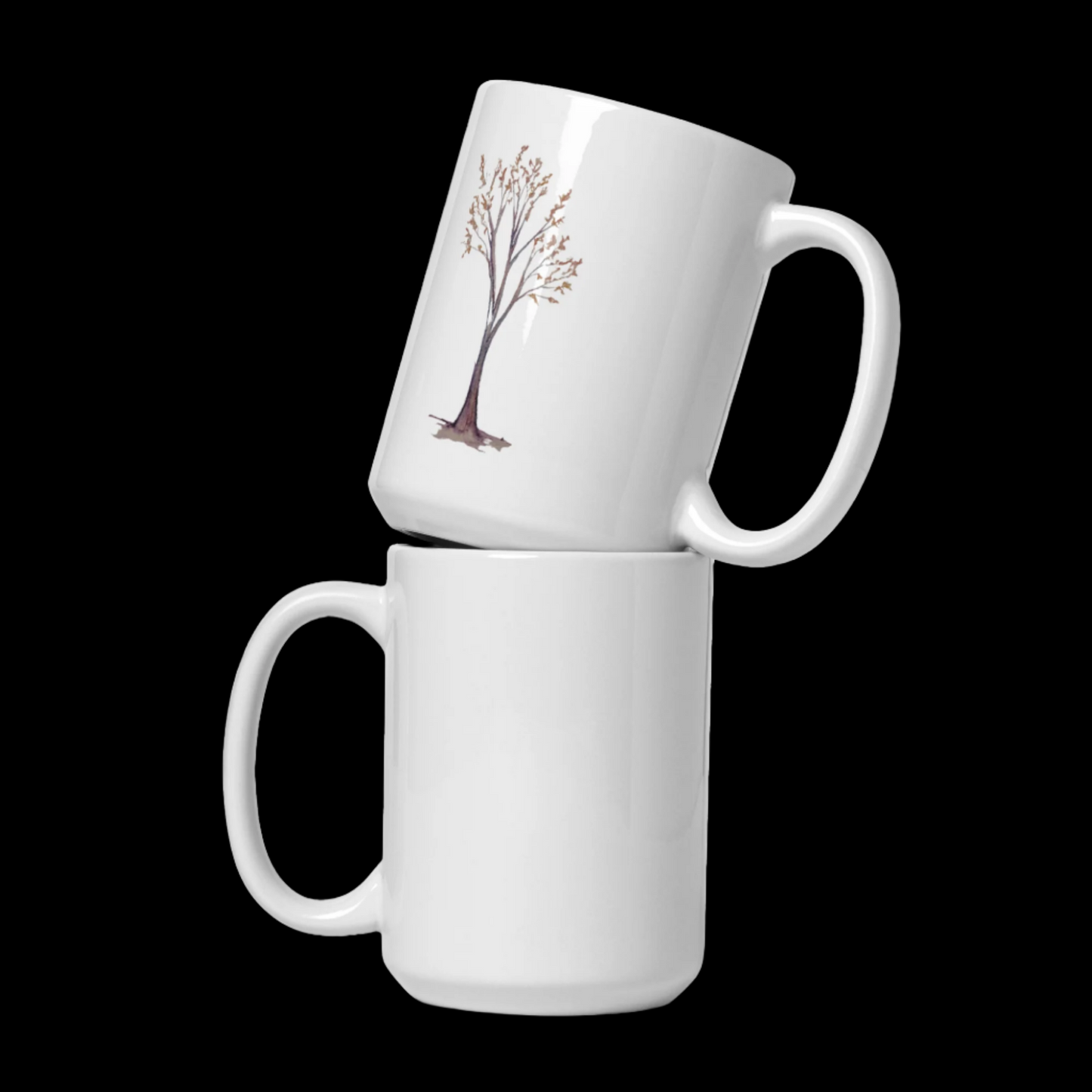 Tree Watercolor White glossy mug